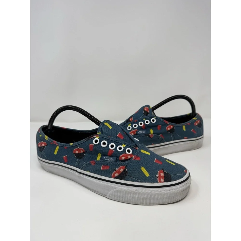 VANS Classic Slip-On Athletic Skate Shoes Women 9.5 Men 8 BBQ Print